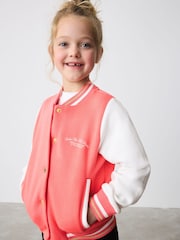 Baker by Ted Baker Coral Pink Varsity Back Print Bomber Jacket - Image 4 of 13