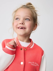 Baker by Ted Baker Coral Pink Varsity Back Print Bomber Jacket - Image 5 of 13