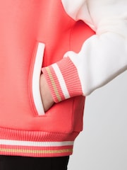 Baker by Ted Baker Coral Pink Varsity Back Print Bomber Jacket - Image 6 of 13