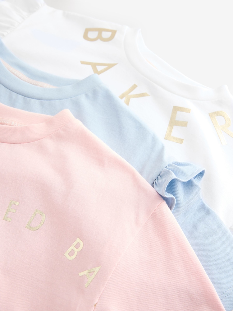 Baker by Ted Baker Frill Detail 100% Cotton T-Shirts 3 Pack - Image 7 of 7