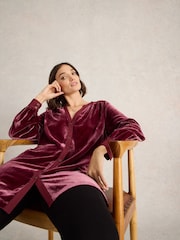 White Stuff Purple Velvet Tunic - Image 3 of 6