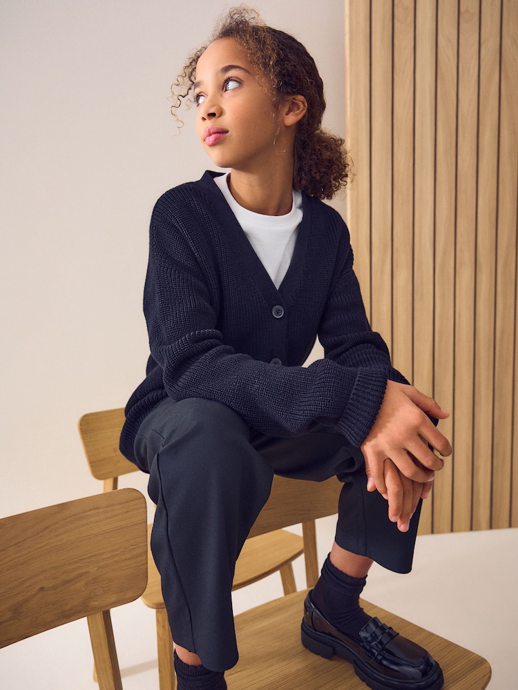Black Cotton Rich Boxy School CardiganS (3-18yrs) - Image 2 of 8