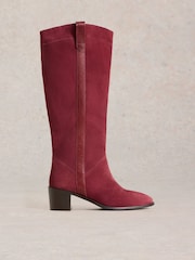 White Stuff Red Izzy Suede Knee High Boots - Image 1 of 4