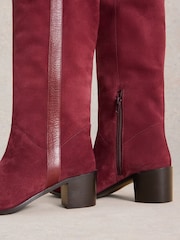 White Stuff Red Izzy Suede Knee High Boots - Image 4 of 4