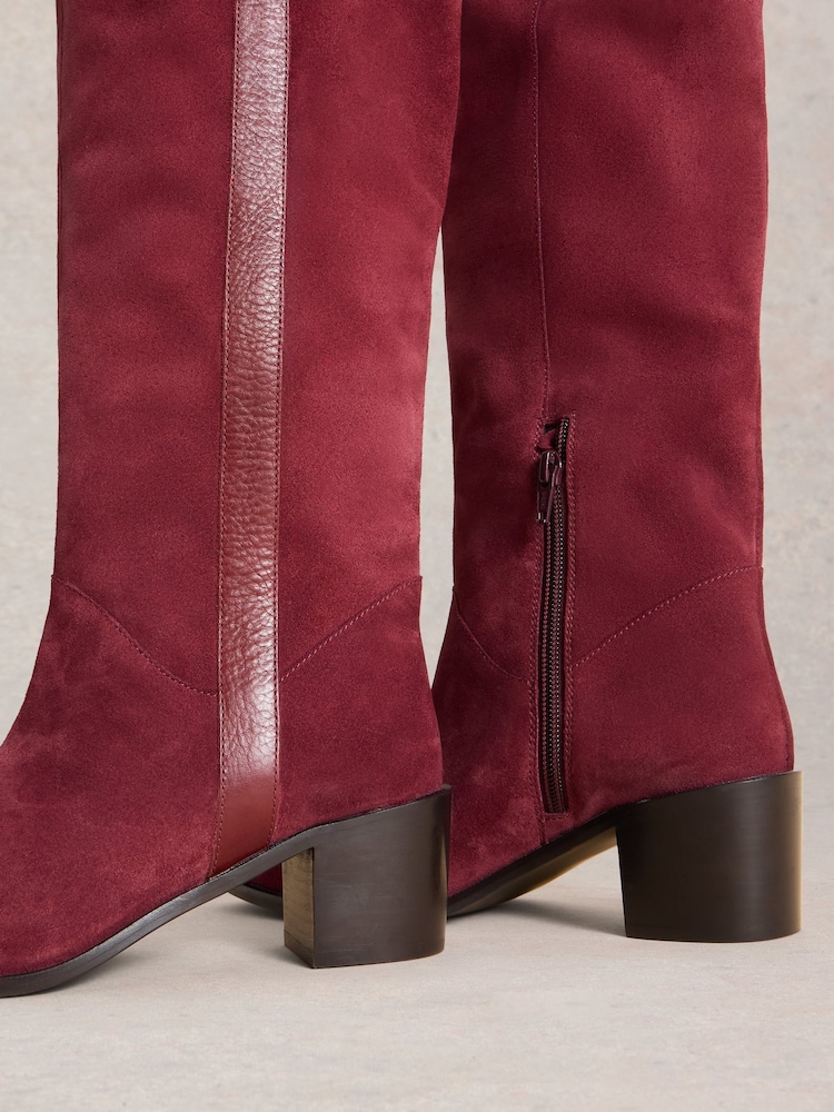 White Stuff Red Izzy Suede Knee High Boots - Image 4 of 4