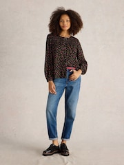 White Stuff Black Daniella Shirred Top - Image 1 of 6