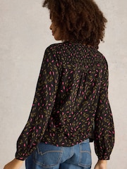White Stuff Black Daniella Shirred Top - Image 2 of 6