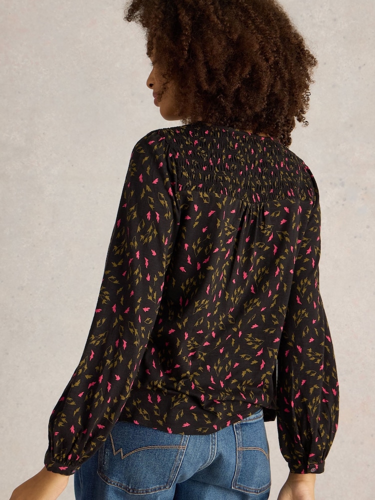 White Stuff Black Daniella Shirred Top - Image 2 of 6