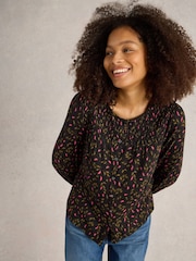 White Stuff Black Daniella Shirred Top - Image 4 of 6