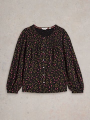 White Stuff Black Daniella Shirred Top - Image 5 of 6