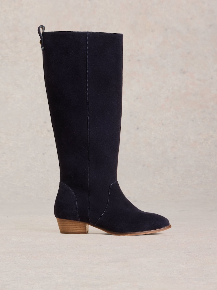 White Stuff Blue Wide Fit Suede Knee High Boots - Image 1 of 4 White Stuff Blue Wide Fit Suede Knee High Boots - Image 1 of 4