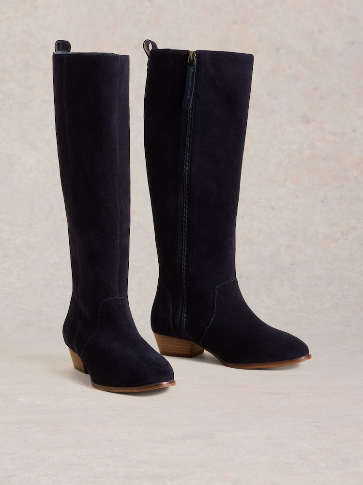 White Stuff Blue Wide Fit Suede Knee High Boots - Image 2 of 4 White Stuff Blue Wide Fit Suede Knee High Boots - Image 2 of 4