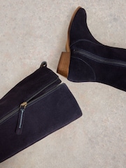 White Stuff Blue Wide Fit Suede Knee High Boots - Image 4 of 4