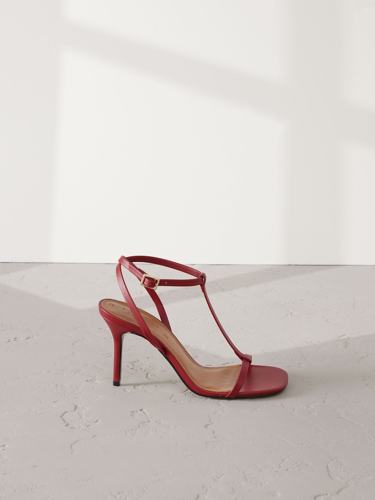 Red Signature Premium Leather Skinny Strap Heeled Sandals - Image 2 of 6