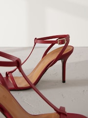 Red Signature Premium Leather Skinny Strap Heeled Sandals - Image 5 of 6