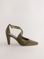 Olive Green Forever Comfort® Cross-Over Point Toe Court Heels - Image 1 of 5