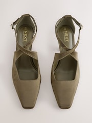 Olive Green Forever Comfort® Cross-Over Point Toe Court Heels - Image 2 of 5