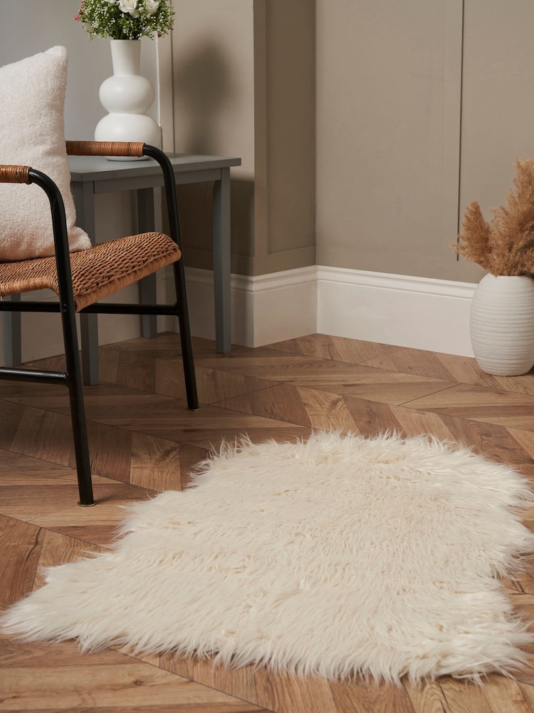 BHS Ivory Faux Fur Rug - Image 1 of 6