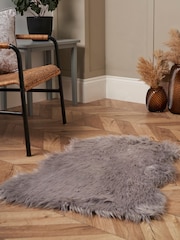 BHS Grey Faux Fur Rug - Image 1 of 6