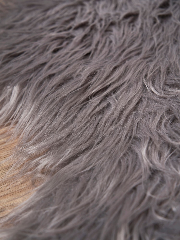 BHS Grey Faux Fur Rug - Image 2 of 6