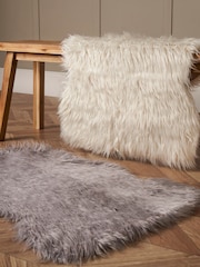 BHS Grey Faux Fur Rug - Image 4 of 6
