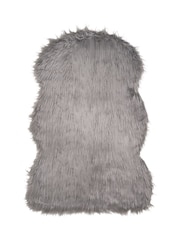 BHS Grey Faux Fur Rug - Image 5 of 6