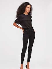 7 For All Mankind Aubrey Alto Rise Skinny Black Jeans - Imagen 3 de 7