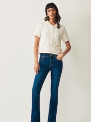 7 For All Mankind Dark Blue Bair Rinsed Bootcut Flare Jeans - Image 4 of 5