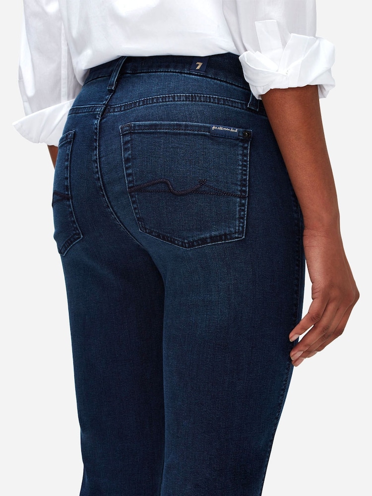 7 For All Mankind Dark Blue Mid Rise Kimmie Bair Straight Fit Jeans - Image 3 of 5