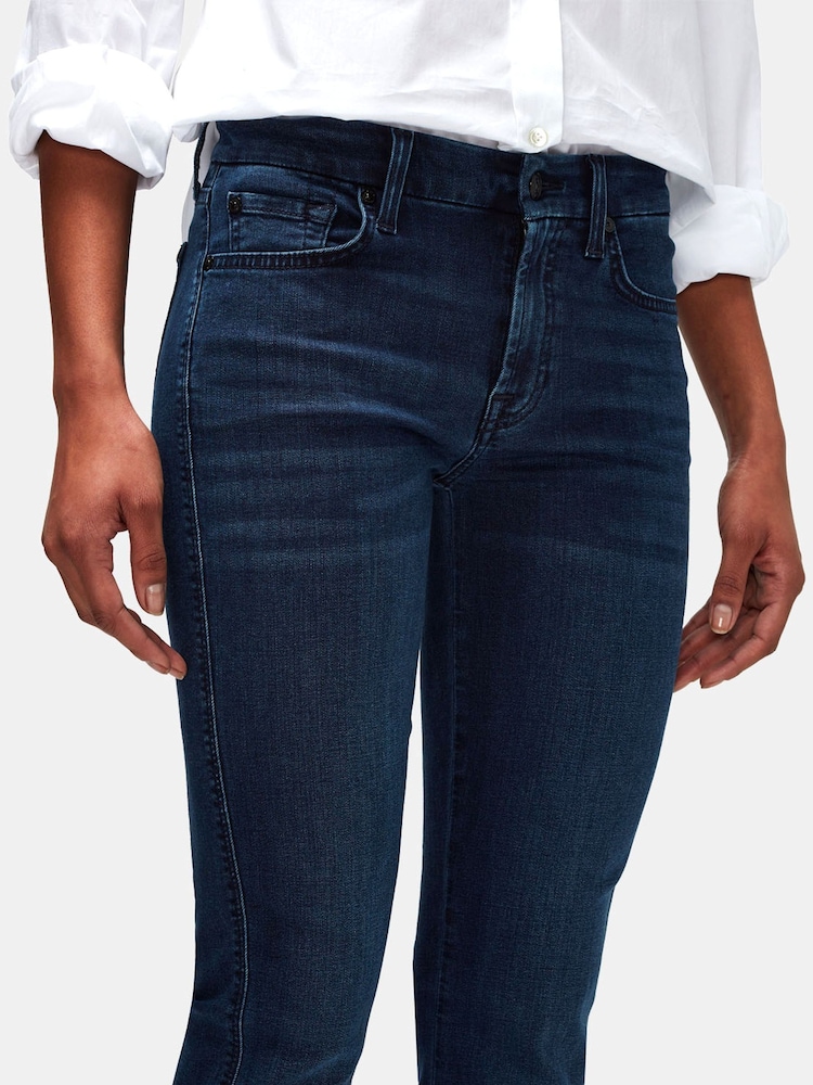 7 For All Mankind Dark Blue Mid Rise Kimmie Bair Straight Fit Jeans - Image 4 of 5