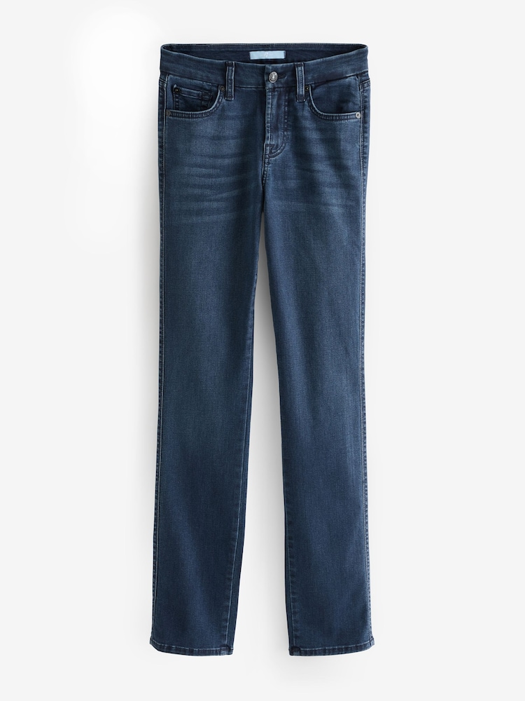 7 For All Mankind Dark Blue Mid Rise Kimmie Bair Straight Fit Jeans - Image 5 of 5 7 For All Mankind Dark Blue Mid Rise Kimmie Bair Straight Fit Jeans - Image 5 of 5