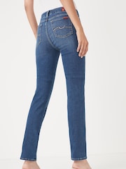 7 For All Mankind Mid Blue Rise Kimmie Bair Straight Fit Jeans - Imagen 2 de 4