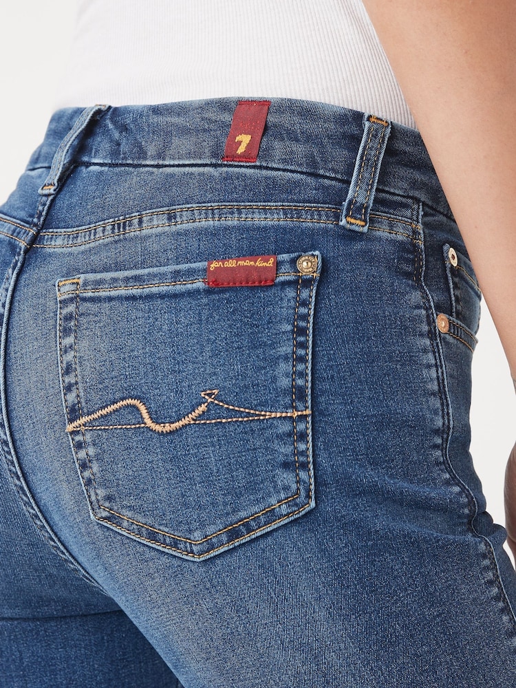 7 For All Mankind Mid Blue Rise Kimmie Bair Straight Fit Jeans - Image 3 of 4