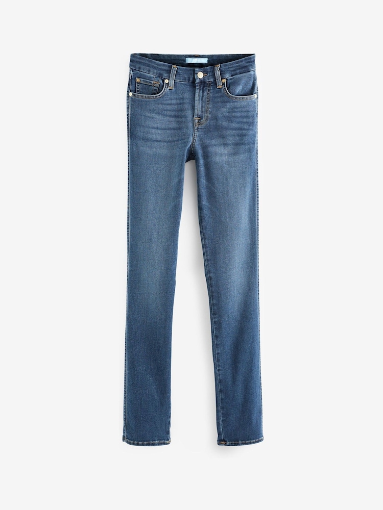 7 For All Mankind Mid Blue Rise Kimmie Bair Straight Fit Jeans - Imagen 4 de 4