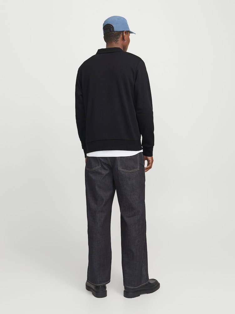 JACK & JONES Black Relaxed Fit Polo Sweatshirt - Image 2 of 5