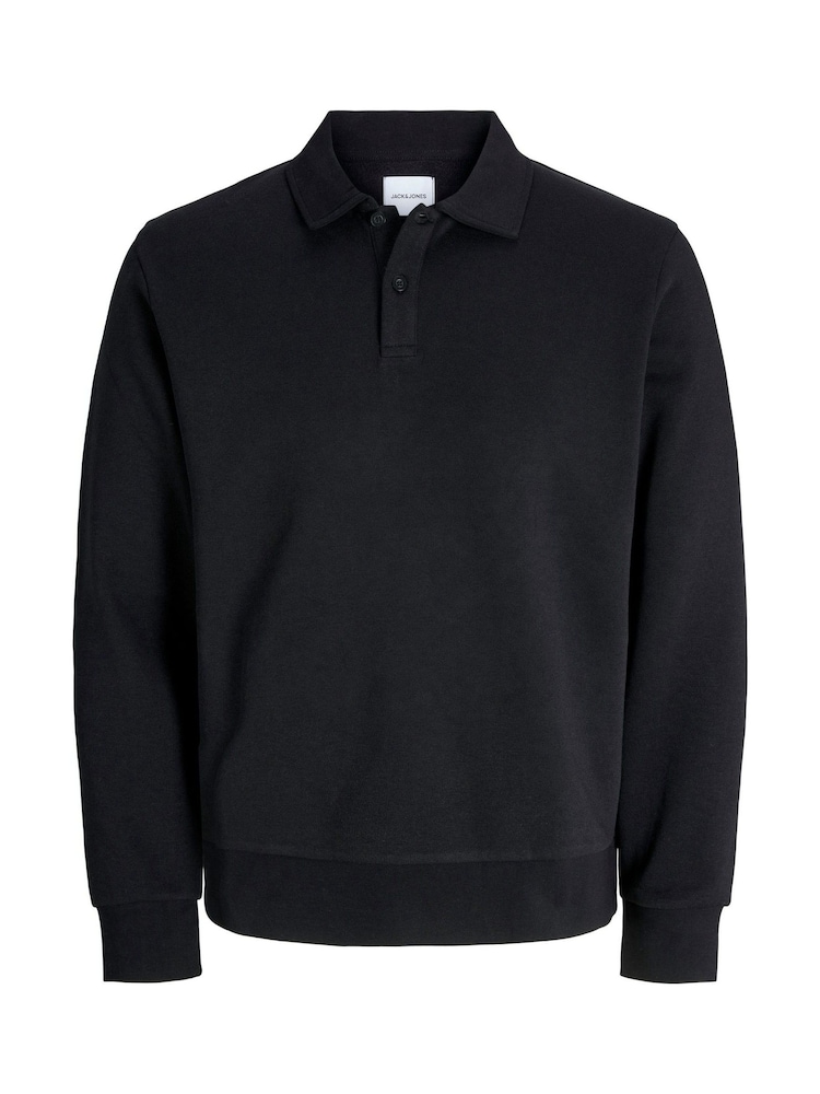 JACK & JONES Black Relaxed Fit Polo Sweatshirt - Image 5 of 5