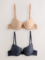 Neutral/Navy Lace Bras 2 Pack - Image 1 of 5