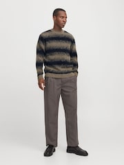 JACK & JONES Grey Jacquard Knit Crew Neck Jumper - Image 3 of 7