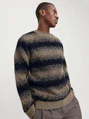 JACK & JONES Grey Jacquard Knit Crew Neck Jumper - Image 4 of 7