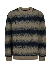 JACK & JONES Grey Jacquard Knit Crew Neck Jumper - Image 7 of 7