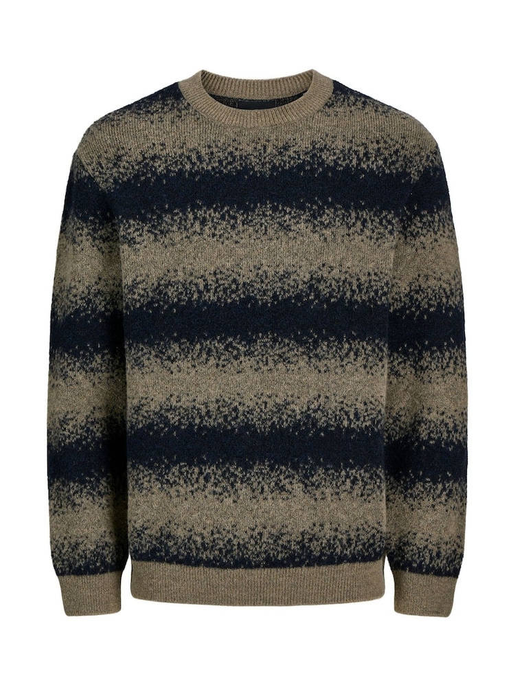 JACK & JONES Grey Jacquard Knit Crew Neck Jumper - Image 7 of 7