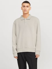 JACK & JONES Grey Relaxed Fit Polo Sweatshirt - Image 1 of 7
