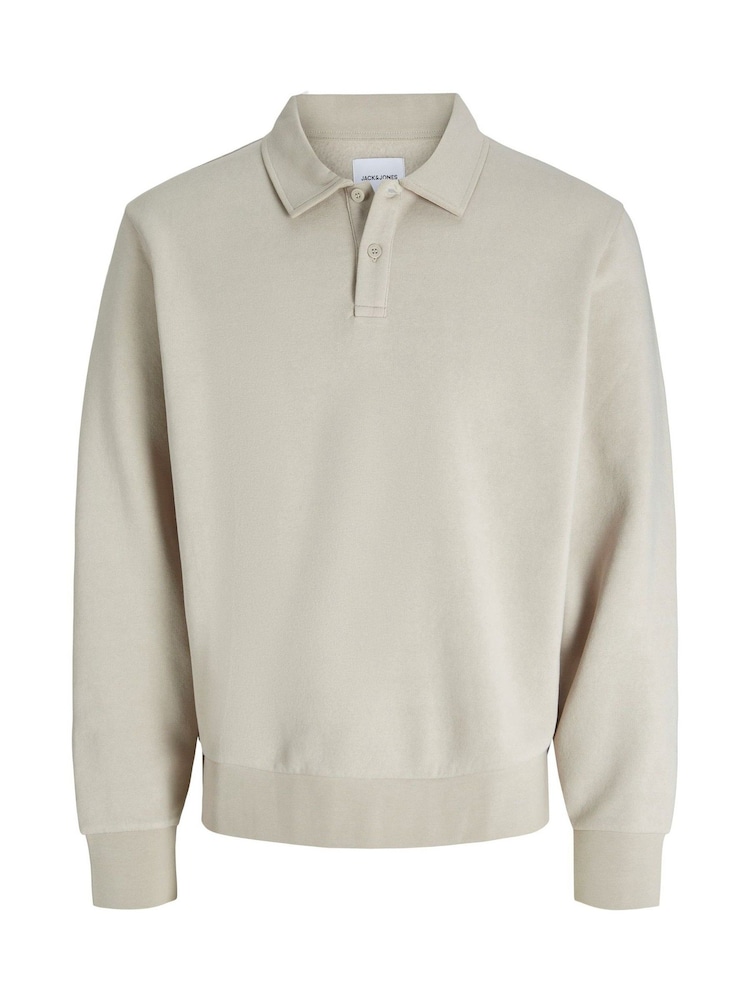 JACK & JONES Grey Relaxed Fit Polo Sweatshirt - Image 7 of 7