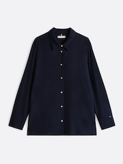 Tommy Hilfiger Blue Curve Gold Button Dress Shirt - Image 1 of 1