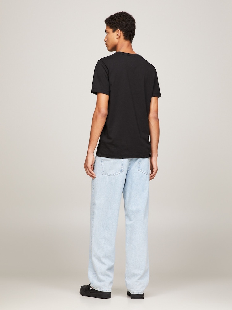 Tommy Jeans Black Slim Jersey 100% Cotton T-Shirt - Image 2 of 9