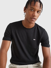 Tommy Jeans Black Slim Jersey 100% Cotton T-Shirt - Image 8 of 9