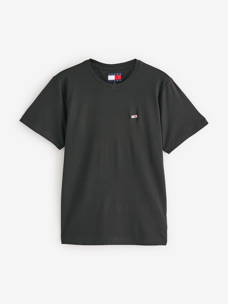 Tommy Jeans Black Slim Jersey 100% Cotton T-Shirt - Image 9 of 9