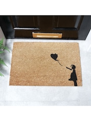 Artsy Mats Natural and Black Girl with a Balloon Graffiti Doormat - Image 1 of 12