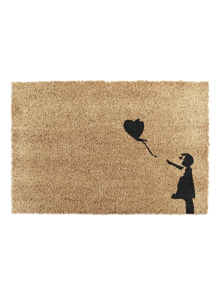 Artsy Mats Natural and Black Girl with a Balloon Graffiti Doormat - Image 12 of 12