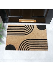 Artsy Mats Natural and Black Abstract Lines Doormat - Image 1 of 11
